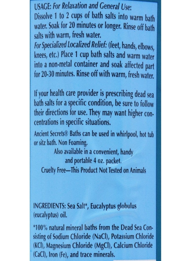 ANCIENT SECRETS Dead Sea Bath Salts Eucalyptus, 2 lbs Bath Salt - Image 2