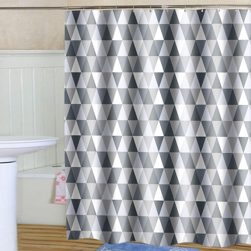 DEARART Bath Grey Triangular Shower Curtain Liner for Bathroom, 180(L) * 150cm(W) Fabric Cloth Shower Curtains with Grommet and Hooks, 100% Waterproof Easy Care Machine Washable Hotel Quality - Image 1