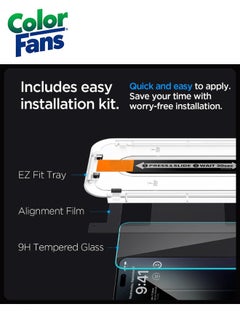 Color Fans GlasTR EZ FIT iPhone 15 Pro Max Tempered Glass Screen Protector -2 Pack  - Image 2