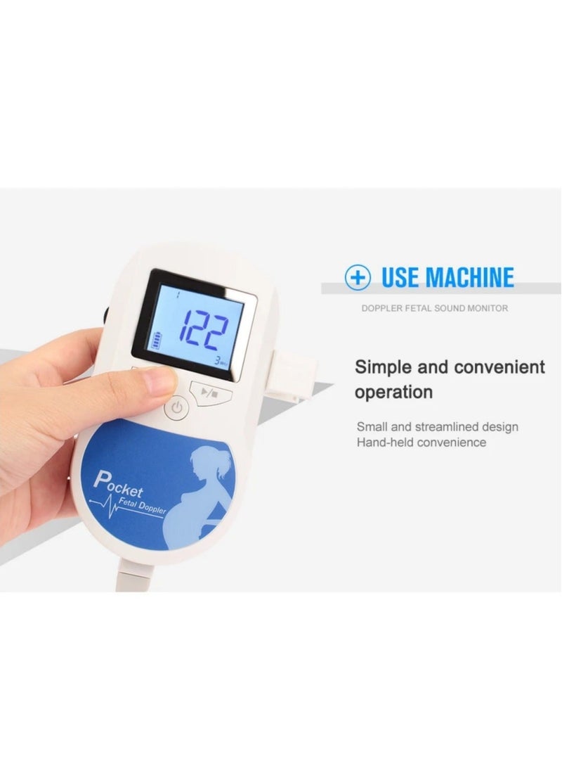 Generic Fetal Doppler Prenatal Pocket Digital Ultrasound Detector Heartbeat Pregnant Doppler Prenatal Monitor  - Image 4