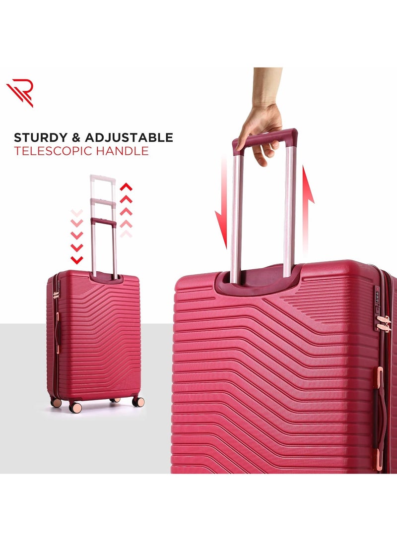 Reflection Saphir Premium Quality ABS Suitcase, Lightweight Hardshell, Metalic Corner, Vertical Series Travel Luggage Trolley with 4 Spinner Wheels and TSA Lock(3pcs Set, Wine Red) - Image 3
