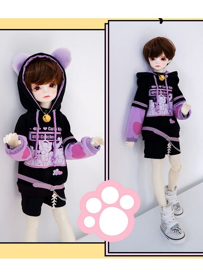 New 1/6 1/41/3 Bjd Doll Clothes Cute Cat Sweater Hoodie Jacket For Big 1/6 Yosd 30Cm/45Cm/60Cm Dolls Clothing Bjd Sd Doll Accessories (Blackpurple1/4)  - Image 3