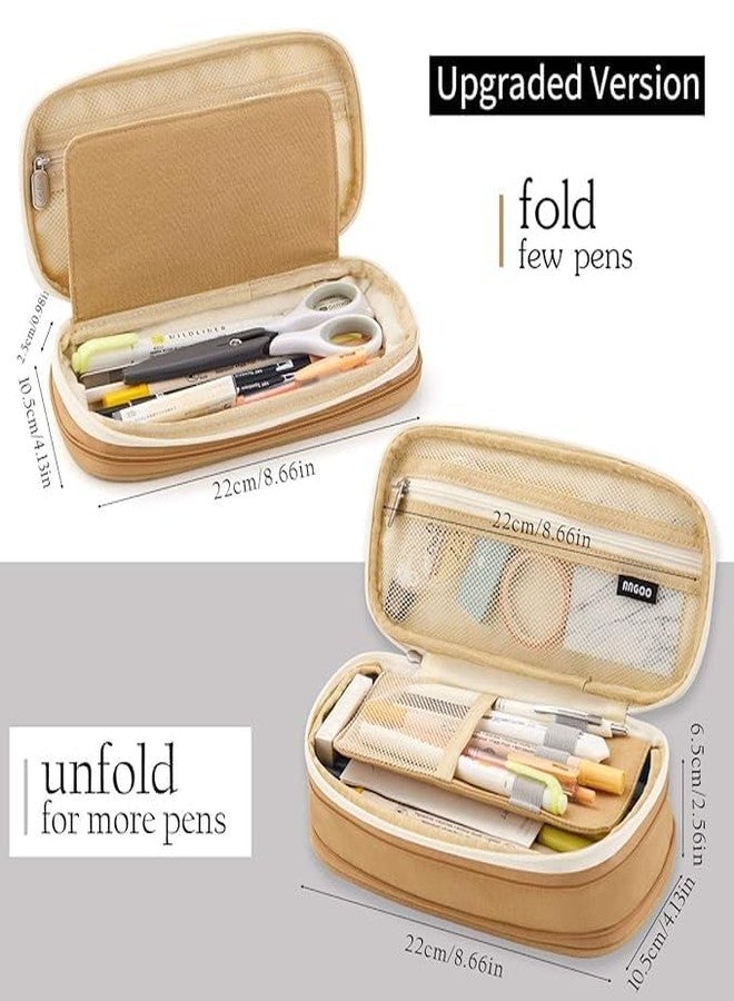 دروبوسيل حقيبة أقلام قطنية كبيرة من دروبوزال، حافظ على أدوات الكتابة الخاصة بك منظمة ومرئية، الأفضل لامتحانات الطلاب، عبوة من قطعة واحدة (خاكي كبير) - Image 2