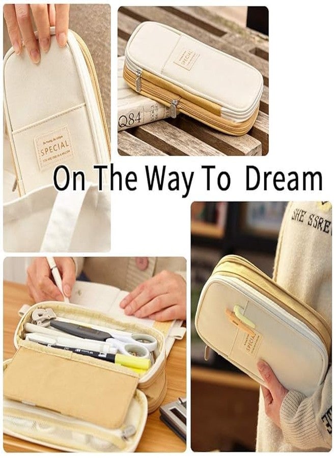 دروبوسيل حقيبة أقلام قطنية كبيرة من دروبوزال، حافظ على أدوات الكتابة الخاصة بك منظمة ومرئية، الأفضل لامتحانات الطلاب، عبوة من قطعة واحدة (خاكي كبير) - Image 5