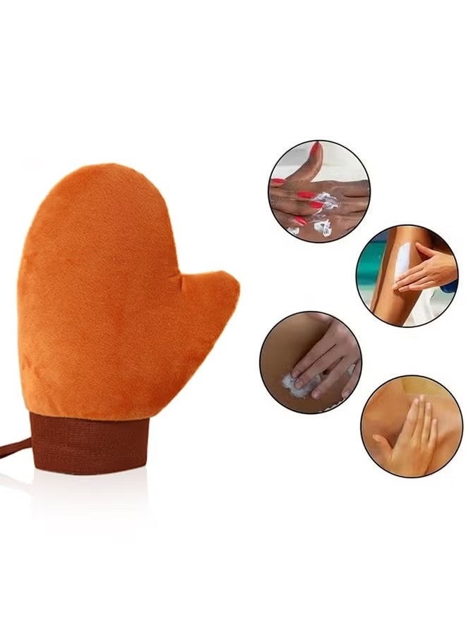 4 قطع من قفازات التسمير الناعمة للتسمير الذاتي، تصميم مزدوج الجوانب مع إبهام، أداة تطبيق قابلة لإعادة الاستخدام للحصول على مظهر خطوط برونزية (وردي + بني) - Image 4