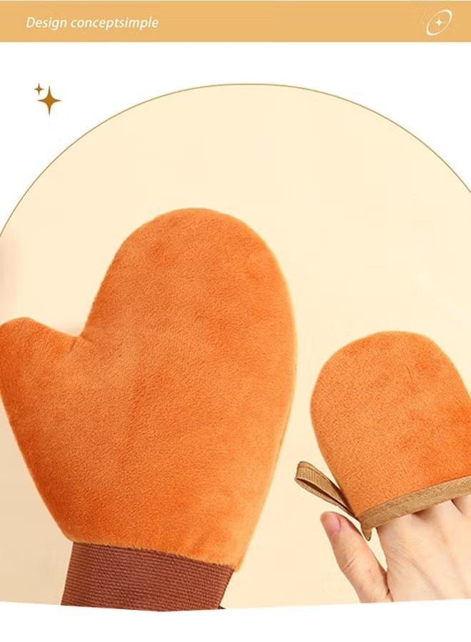 4 قطع من قفازات التسمير الناعمة للتسمير الذاتي، تصميم مزدوج الجوانب مع إبهام، أداة تطبيق قابلة لإعادة الاستخدام للحصول على مظهر خطوط برونزية (وردي + بني) - Image 3