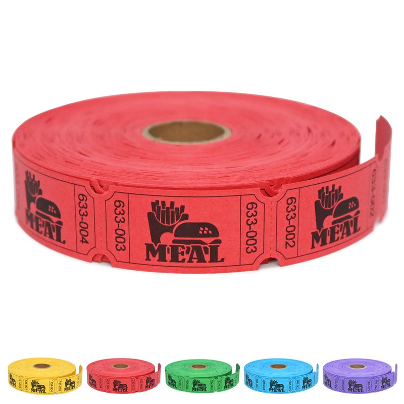 ESSENTIAL 1000 Raffle Tickets Rolls Meal Tickets Single Roll for Events Leisure Movie Watching Entertainment Class Reward Prizes 5 Color Selection Red - Image 2