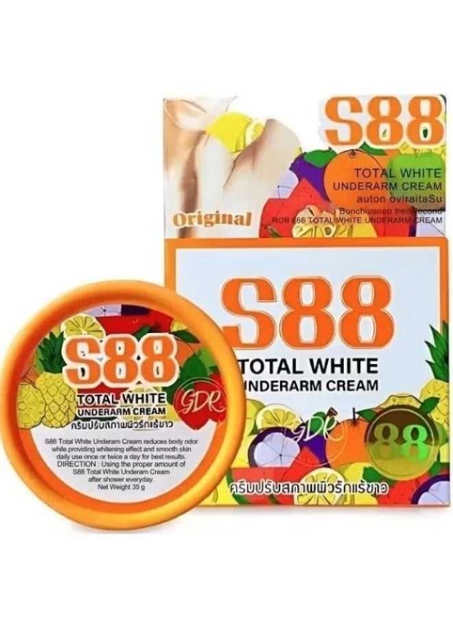 S88 Total White Underarm Cream Original with Niacinamide & Licorice Extract for Dark Underarms, Daily Brightening Care, Odour Protection & Hair Growth Delay, 35g - Image 1