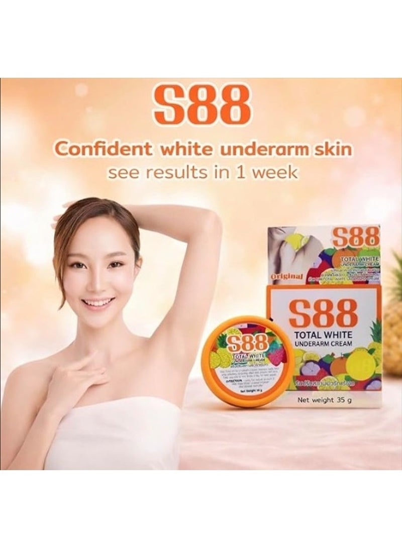 S88 Total White Underarm Cream Original with Niacinamide & Licorice Extract for Dark Underarms, Daily Brightening Care, Odour Protection & Hair Growth Delay, 35g - Image 4