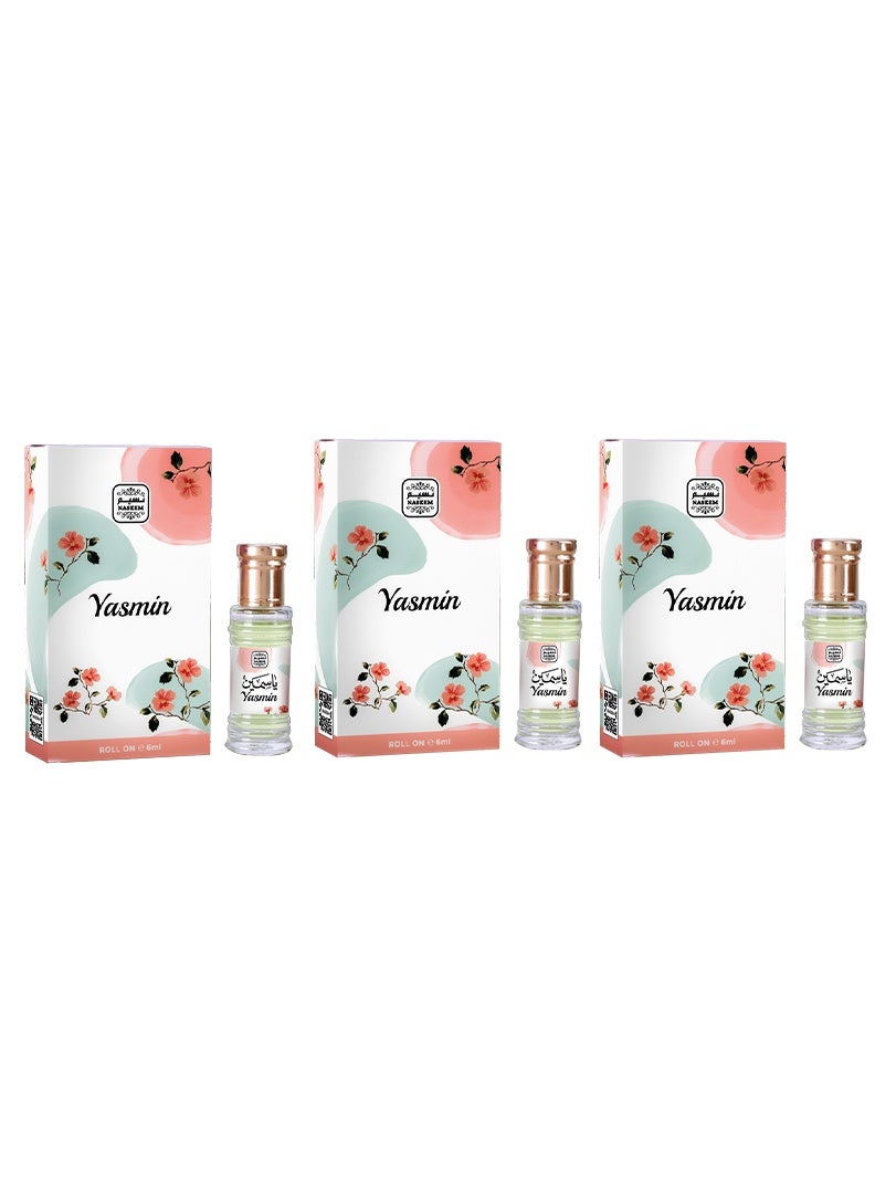 Yasmine Perfume Oil Roll-On for Women - 6ml (Pack of 3)