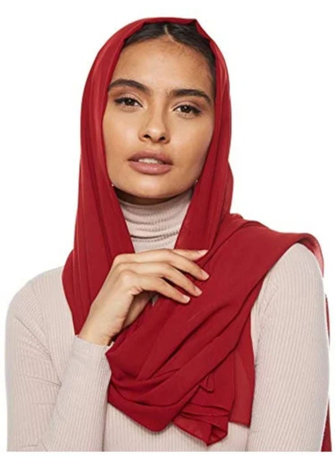 SHOPI حجاب شيلة شيفون صلب أحمر - Image 1