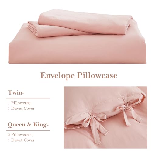 annadaif Pink Duvet Cover Full (79x90 Inch), 3 Pieces (2 Pillowcases, 1 Duvet Cover) Ultra Soft Bowknot Duvet Cover Set, Easy Care Bedding Set for Men, Women (NO Comforter) - Image 5