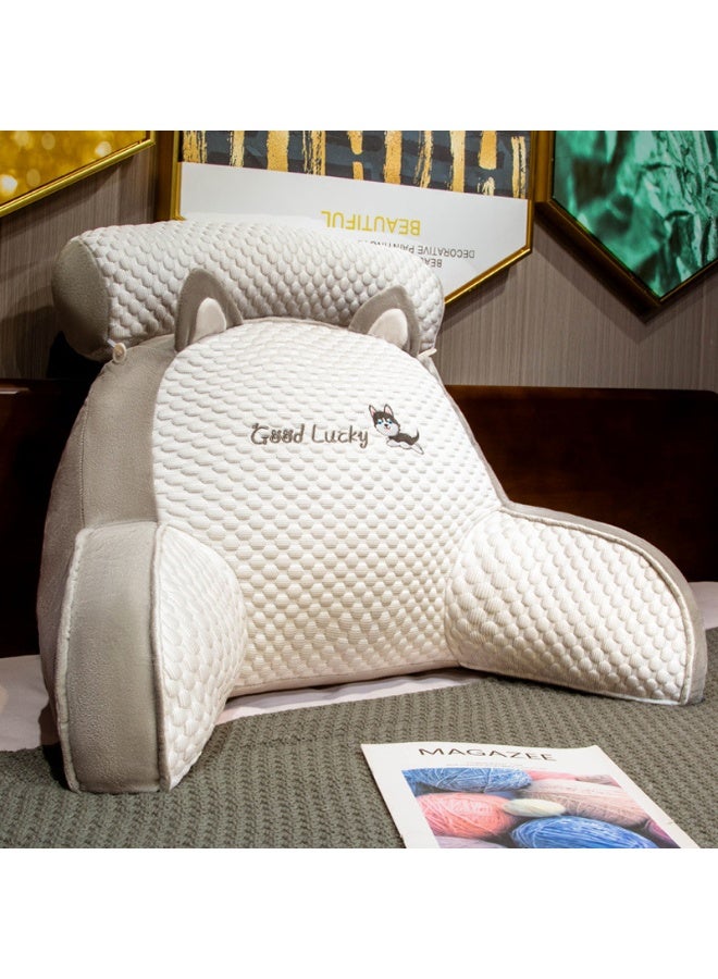 CityRiya-Long Reading Pillow for Bed, Back Pillow for Sitting Up, Backrest Pillow for Adult/Children, Bed Back-Rest Sit-Up Support Cushion, Memory Foam Bed Chair Pillow for Girls Boys (Grey Dog) - Image 1