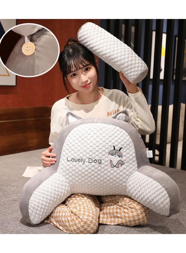 CityRiya-Long Reading Pillow for Bed, Back Pillow for Sitting Up, Backrest Pillow for Adult/Children, Bed Back-Rest Sit-Up Support Cushion, Memory Foam Bed Chair Pillow for Girls Boys (Grey Dog) - Image 5