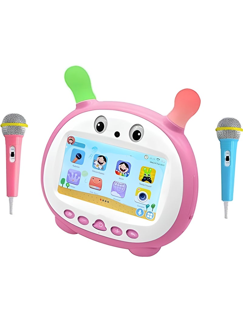 كروني تابلت للأطفال مع ميكروفون، ذاكرة وصول عشوائي 1 جيجا بايت، ذاكرة وصول عشوائي 16 جيجا بايت، واي فاي أصلي، تابلت تعليمي للأطفال، كاريوكي مع 2 ميكروفون، تابلت للأطفال 7 بوصة مع ميكروفون كاريوكي مزدوج - Image 1