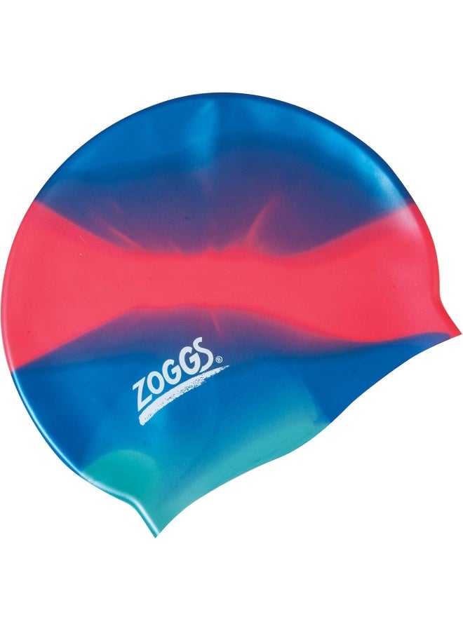 ZOGGS Junior Multi Colour Silicone Swimming Cap, Blue/Red, One Size - Image 1