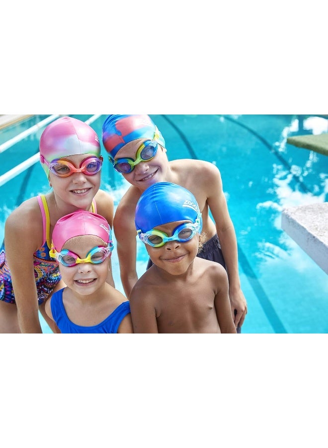 ZOGGS Junior Multi Colour Silicone Swimming Cap, Blue/Red, One Size - Image 4