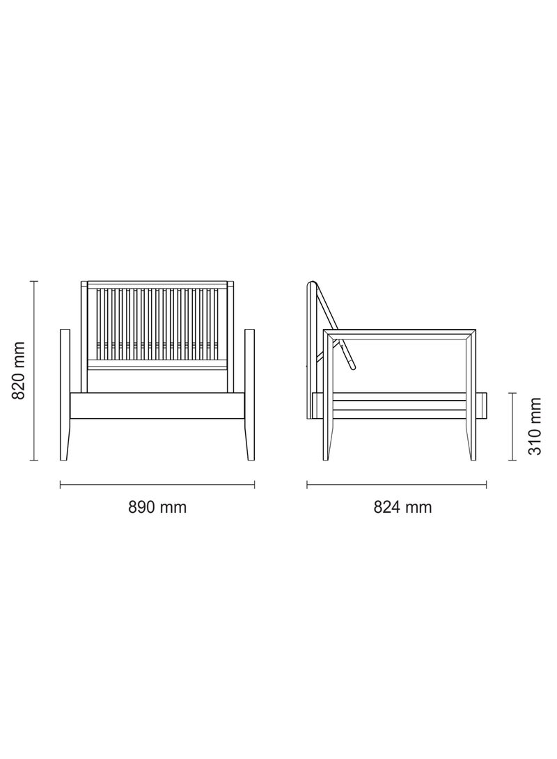 TRAMONTINA Since 1911,Made in Brazil- Mood Armchair in FSC Certified Brazilian JatobÃ¡ Wood With High Armrests - Image 4