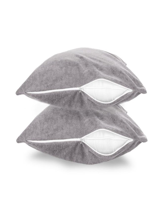 Wakefit Pillow Protector Waterproof | Terry Cotton | Pillow Inner Cover with Zip | 200 GSM | Grey-28x18 Inch | Set of 4 - Image 3