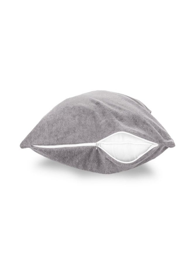 Wakefit Pillow Protector Waterproof | Terry Cotton | Pillow Inner Cover with Zip | 200 GSM | Grey-28x18 Inch | Set of 4 - Image 2