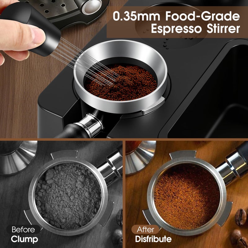 Reoszeank 51mm Espresso Accessories Kit, Espresso Knock Box and Tamping Station, Coffee Tamper, Distributor, WDT Distribution Tool, Dosing Funnel and Puck Screen Set Fits Delonghi 51 mm Portafilter - Image 3