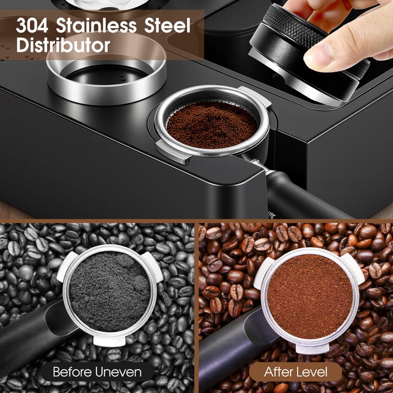 Reoszeank 51mm Espresso Accessories Kit, Espresso Knock Box and Tamping Station, Coffee Tamper, Distributor, WDT Distribution Tool, Dosing Funnel and Puck Screen Set Fits Delonghi 51 mm Portafilter - Image 4