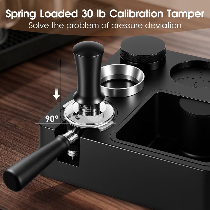 Reoszeank 51mm Espresso Accessories Kit, Espresso Knock Box and Tamping Station, Coffee Tamper, Distributor, WDT Distribution Tool, Dosing Funnel and Puck Screen Set Fits Delonghi 51 mm Portafilter - Image 5