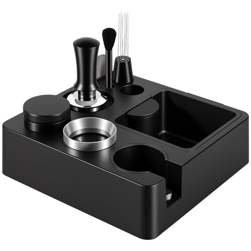 Reoszeank 51mm Espresso Accessories Kit, Espresso Knock Box and Tamping Station, Coffee Tamper, Distributor, WDT Distribution Tool, Dosing Funnel and Puck Screen Set Fits Delonghi 51 mm Portafilter - Image 1