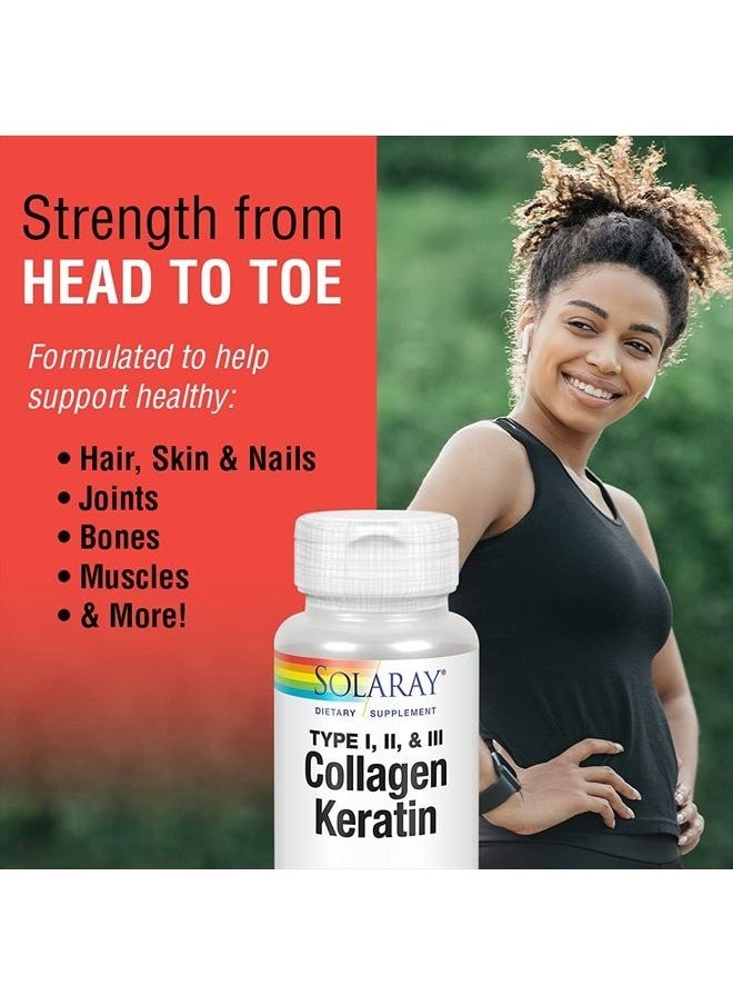 Solaray - Type I, II & III Collagen Keratin | ALA & Hyaluronic Acid | Hair, Skin & Joint Health Support, 60 Caps, 30 Serv. - Image 1