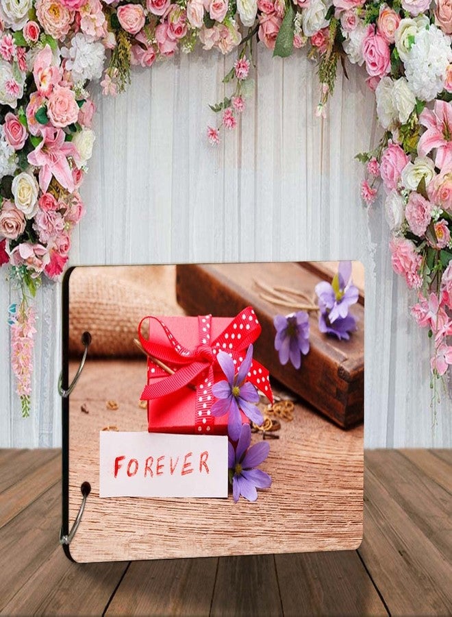 WallDaddy- Scrapbook Crafts (Purple Love) Scrap Book | Wooden Photo Album | 40 Black Color Paper Size "22 X 16 cm" "Wooden Photo Book (Photo Size Supported : 8x6 inch) - Image 1