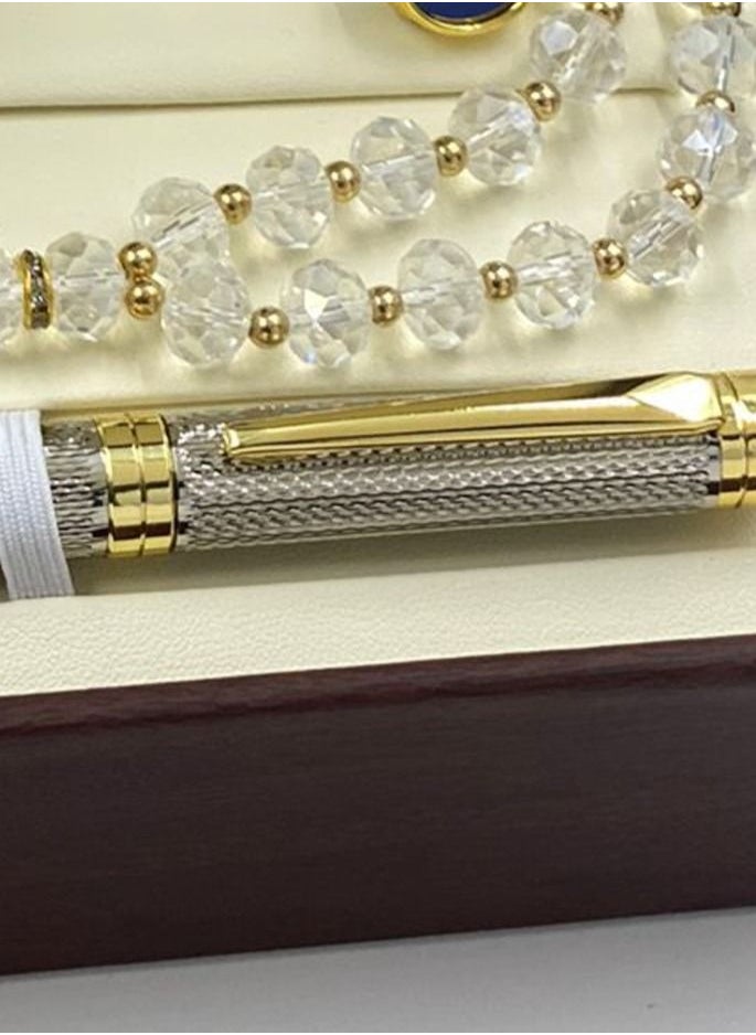 Rivoli men's Watch Set Of 4 Pieces, A Wrist Watch With A Pen, A Set Of Buttons And The Rosary