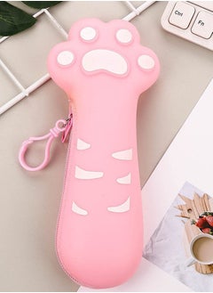 INSENSE Student stationery bag, cute cat claw silicone high-value large-capacity pencil case primary school student zipper pencil case  - Image 2