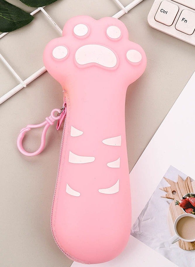 INSENSE Student stationery bag, cute cat claw silicone high-value large-capacity pencil case primary school student zipper pencil case - Image 2