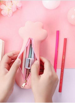 INSENSE Student stationery bag, cute cat claw silicone high-value large-capacity pencil case primary school student zipper pencil case  - Image 3