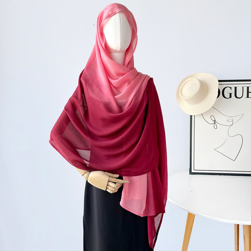 Cotton and Linen Two-Tone Gradient Large Shawl Scarf for Women, Headscarf, Sun Protection, Versatile Scarf, Fashionable Wholesale Dropshipping - Image 1