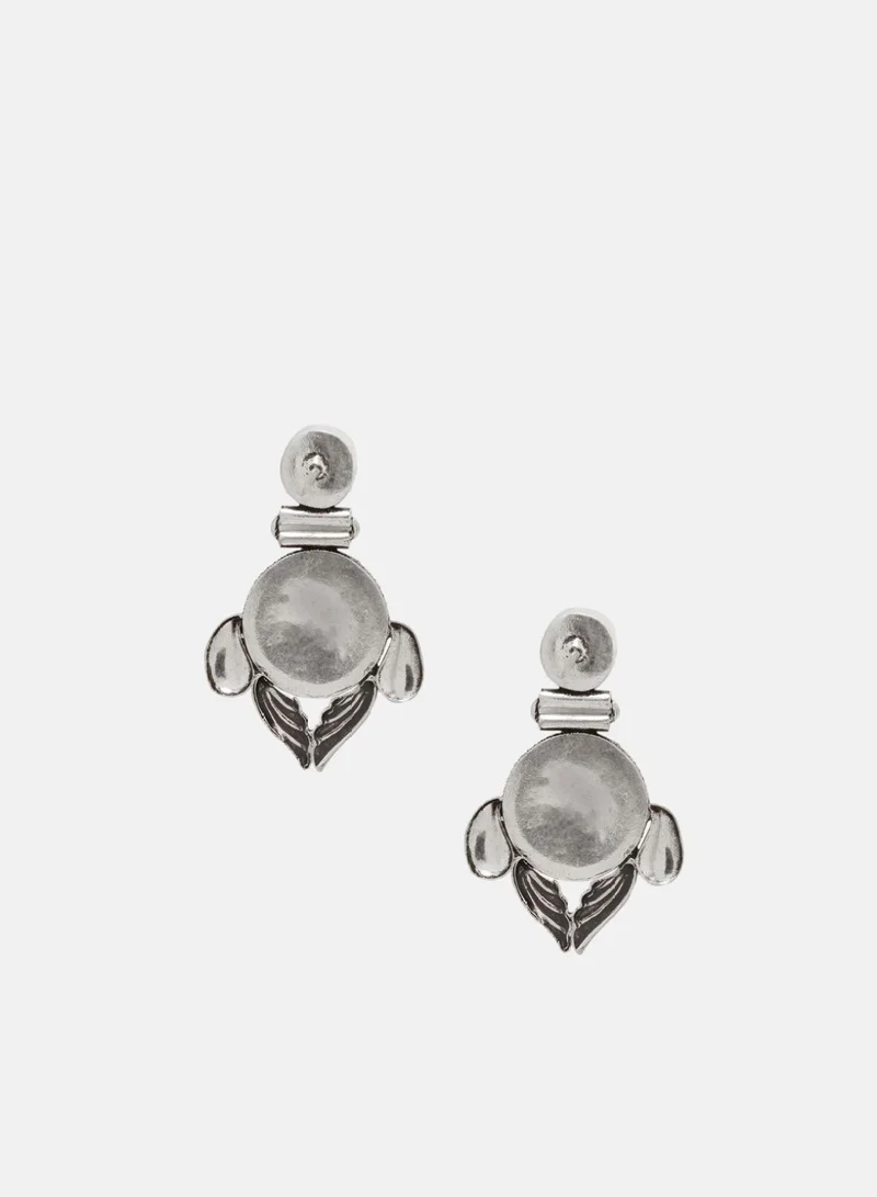 Priyaasi Plated Floral Emarld Oxidized Drop Earrings