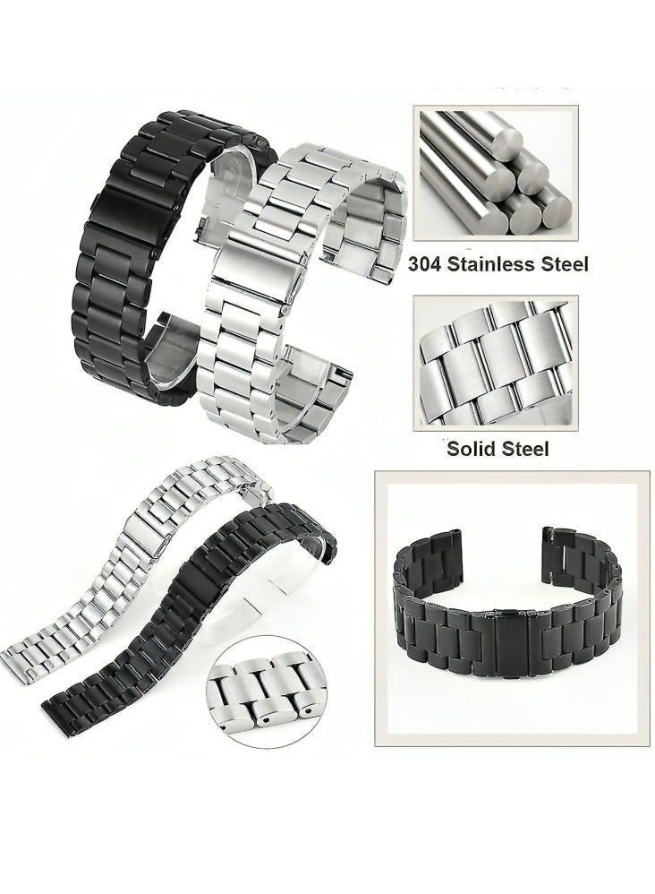 عرض حزام بديل لساعات هواوي GT2 (22) / ساعة هونر ماجيك / ساعة ماجيك 2 (22 مم) أسود/فضي - Image 4