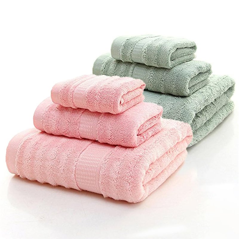 Mush طقم مناشف البامبو | ناعمة للغاية، ماصة ومضادة للميكروبات 600 GSM (2 منشفة استحمام، 2 منشفة يد و2 منشفة وجه) مثالية للاستخدام اليومي والهدايا (زيتوني ووردي) - Image 1