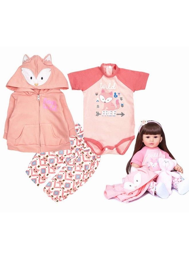 Pedolltree - Reborn Baby Doll Clothes Girl 24 Inch Outfit Accessories Orange Fox Suit For 2224 Inch Reborn Doll Baby Girl Clothes - Image 1