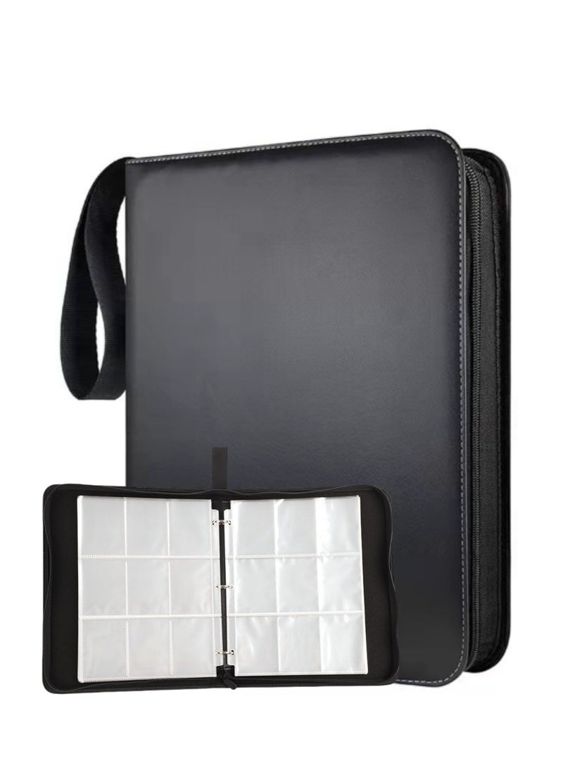 NOVOLAN Trading Card Album - Pocket Card Binder with Solid Color PU Material, 9-Grid Layout, 50 Pages Hold Up to 900 Cards, Ideal for Game Card Collection and Storage, Durable with Zipper Closure - Image 1