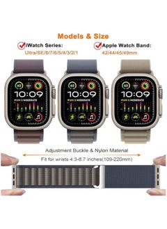 Generic (Pack of 3) Apple Watch Alpine Loop Band for Apple Watch Ultra 1/2 49mm 46mm 45mm 44mm 42mm Nylon Woven Sport Strap Compatible with iWatch Series 10 9 8 7 6 5 4 3 2 1 SE  - Image 3