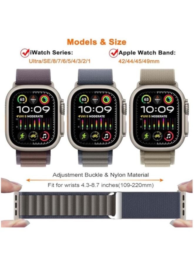 Generic (Pack of 3) Apple Watch Alpine Loop Band for Apple Watch Ultra 1/2 49mm 46mm 45mm 44mm 42mm Nylon Woven Sport Strap Compatible with iWatch Series 10 9 8 7 6 5 4 3 2 1 SE  - Image 3