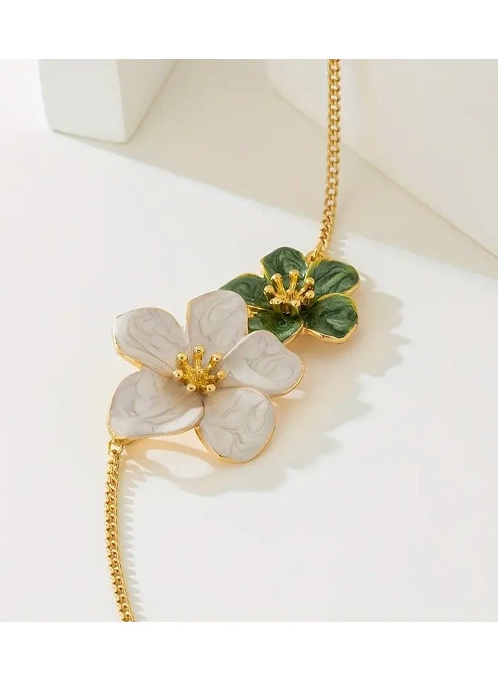 Elegant Green and White Floral Pendant Necklace for Women – Alloy Jewelry, Stylish Vacation & Party Accessory, All-Season Gift - Image 5