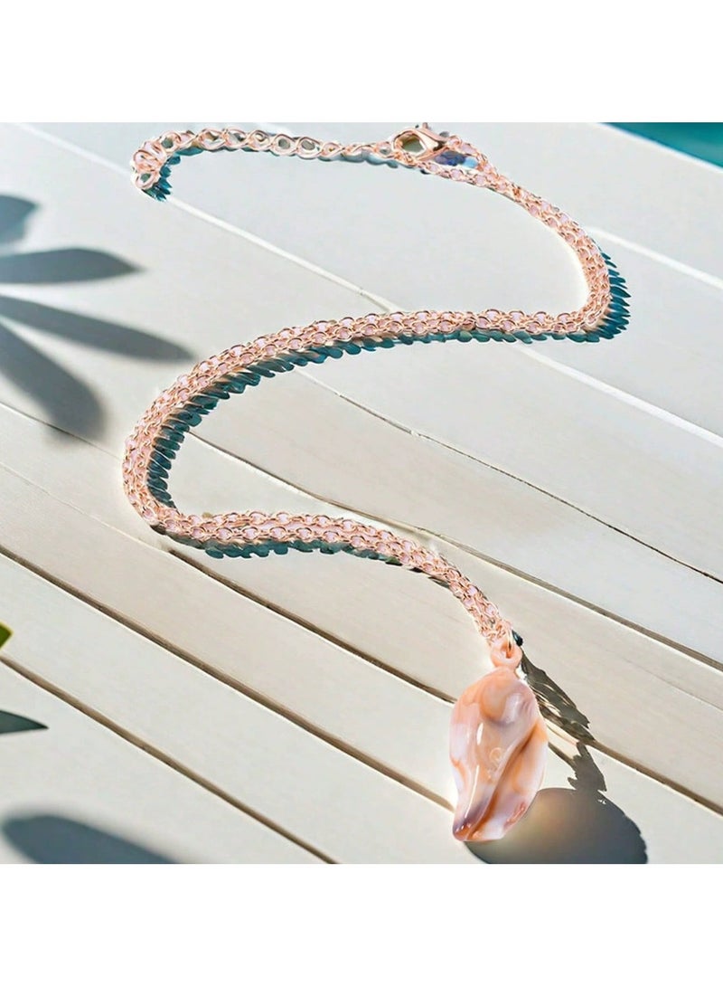 Goolsky Gold Plated Seashell & Starfish Necklace – Summer Beach Vacation Choker for Women, Ocean Theme