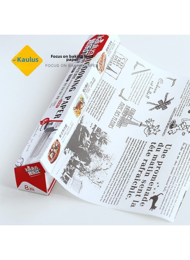 Kitchen Baking Baking Paper Double-sided Oil-absorbing Paper Food Special Pad Paper Baking Oven Silicone Oil Paper Tray Pad Paper Wrapping Paper-Specifications:White English 8m  - Image 3