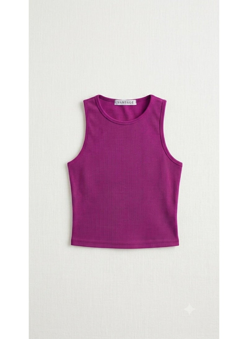 Women's Basic Cotton Rib Crop Top – Sleeveless Everyday Essential – One Size - Image 1