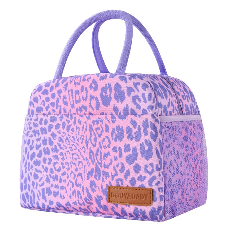 douyadady Lunch Bag WomenMen Lunch Box WomenMen purple leopard