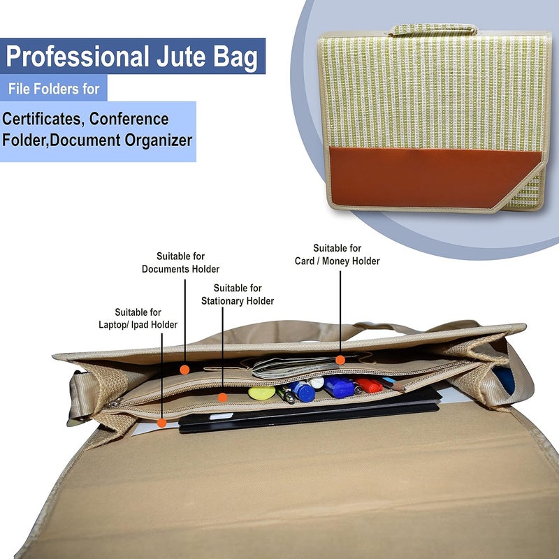 Shuban Eco-Friendly Jute Bag File Folder for Certificates, Important Documents,Office Legal Size Documents for Meetings, Business Events, Conference and Presentation (Style -1) - Image 5