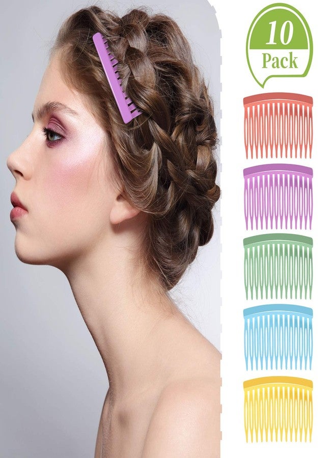 Chuangdi 10 Pcs Hair Combs for Women Accessories Colorful Solid Plastic Hair Side Wide Teeth Decorative Combs gifts, 14 Teeth - Image 2