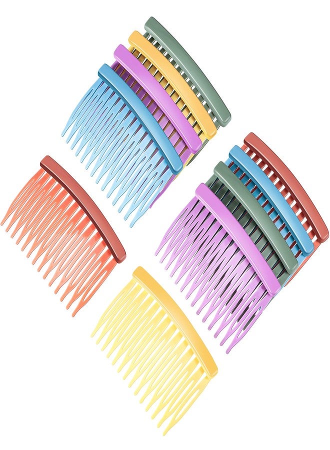 Chuangdi 10 Pcs Hair Combs for Women Accessories Colorful Solid Plastic Hair Side Wide Teeth Decorative Combs gifts, 14 Teeth - Image 1